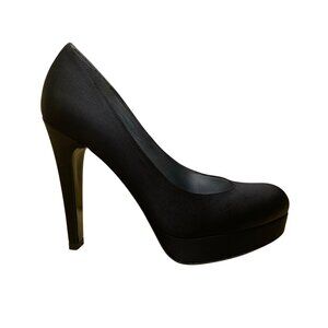 Stuart Weitzman Women’s Black Satin Platform Evening High Heel Pumps Size 6.5